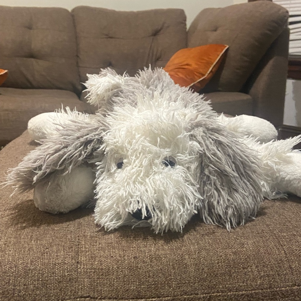 Jellycat Shaggy Dog Accent Pillow in Cream and Gray